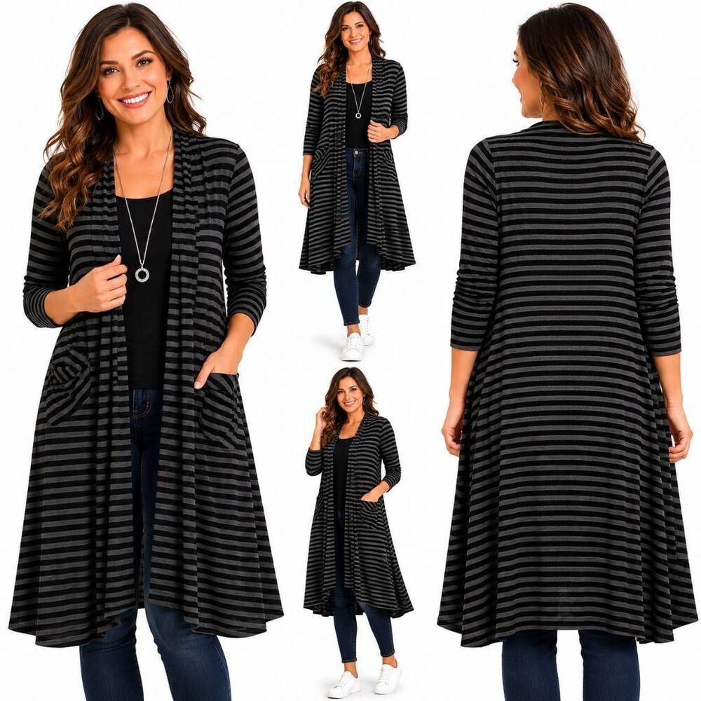 LuLaRoe S Striped Long Sleeve Duster Cardigan